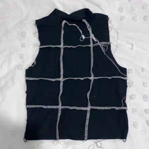 Black Raw Hemmed Crop Top